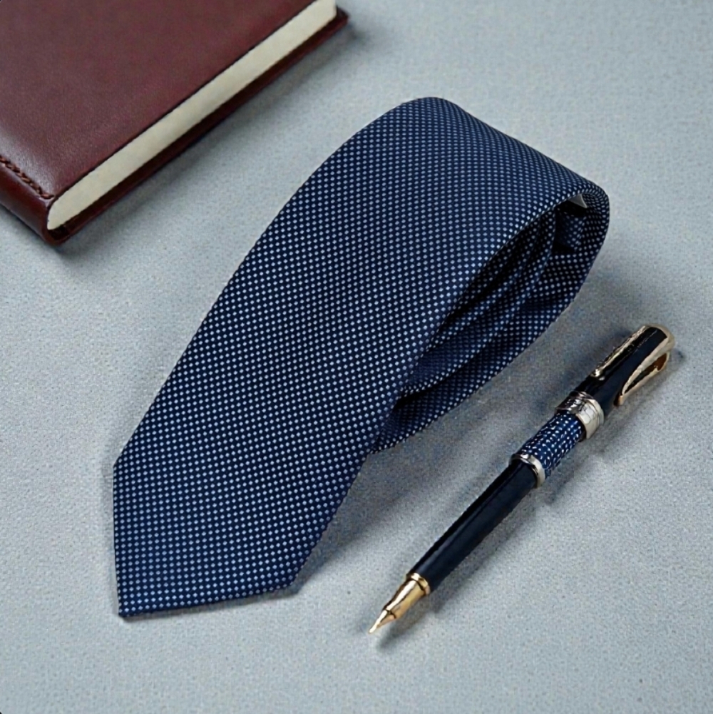 New! Isaac Mizrahi New York Fashion Tie, Blue Pindot